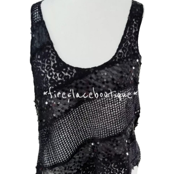 FREE PEOPLE LACE SEQUIN CROP TOP SZ M L - Picture 2 of 8